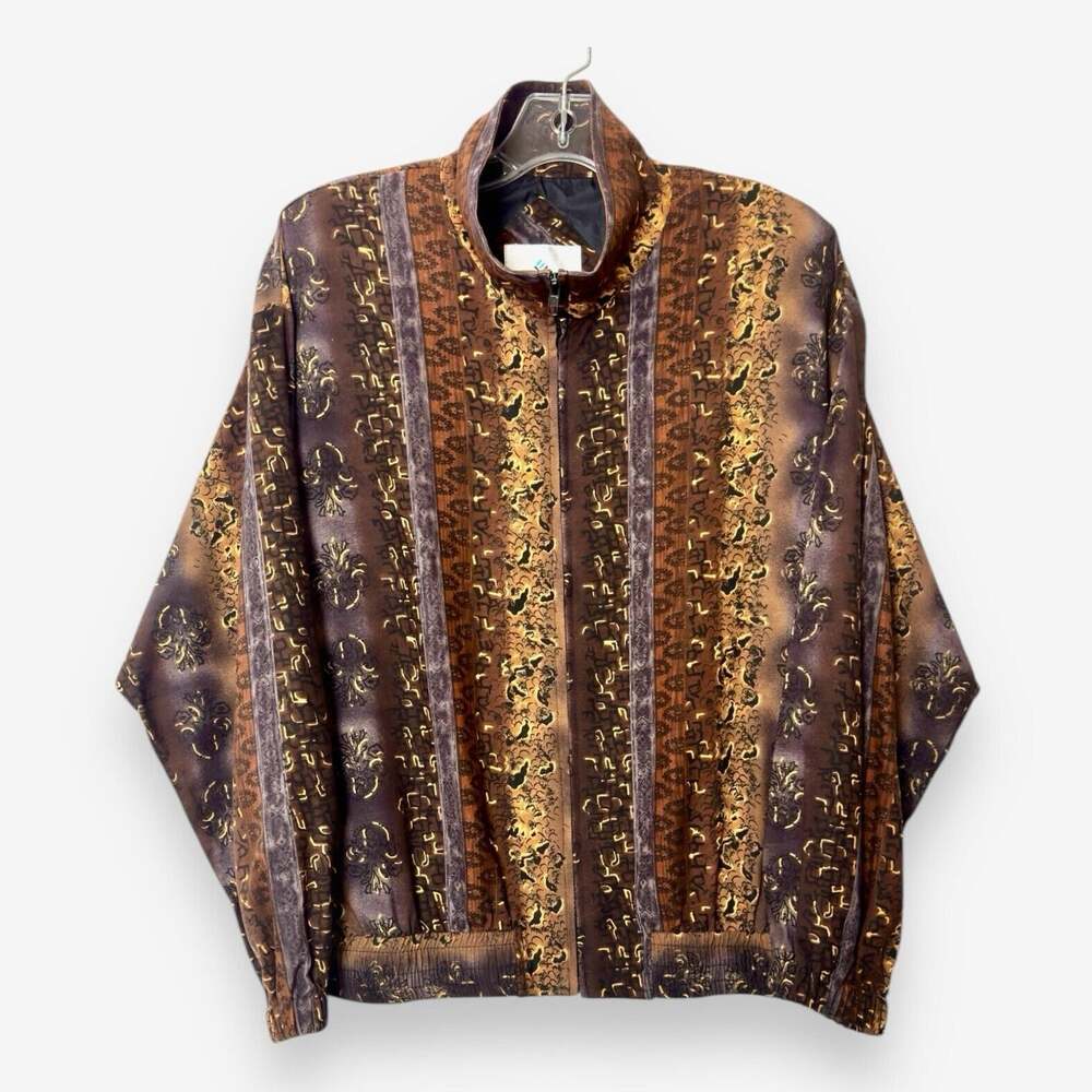 Vintage Y2k Silk Windbreaker Jacket Animal Print PM Bomber Mob Wife